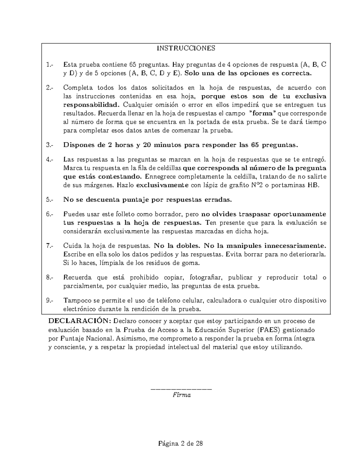 PS 246 M1 - Instrucciones y Guía para la Prueba de Matemática - Studocu