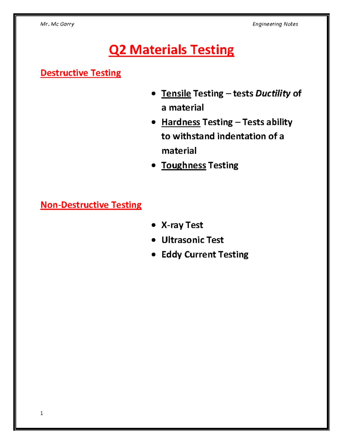 ENG 202 Engineering Notes: Q2 Materials Testing & Welding Techniques ...