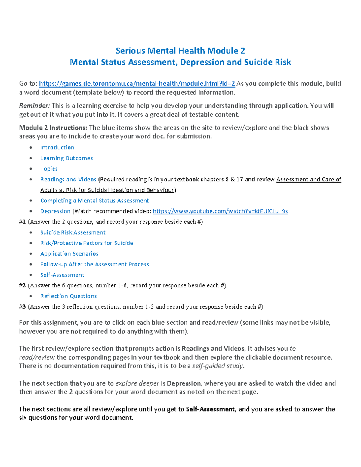 Doc4 - helpful - Serious Mental Health Module 2 Mental Status ...