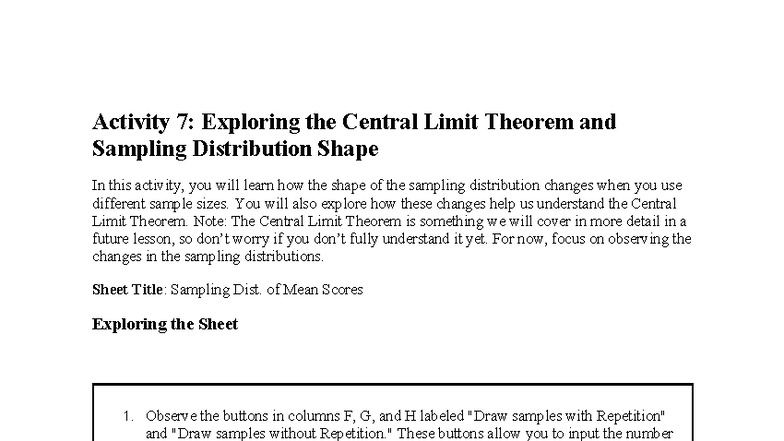 Activity 7: Central Limit Theorem & Sampling Distribution Analysis ...
