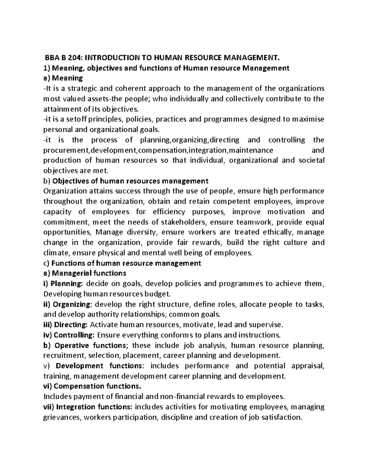 BBA B 204: Key Concepts in Human Resource Management for BCOM Students ...