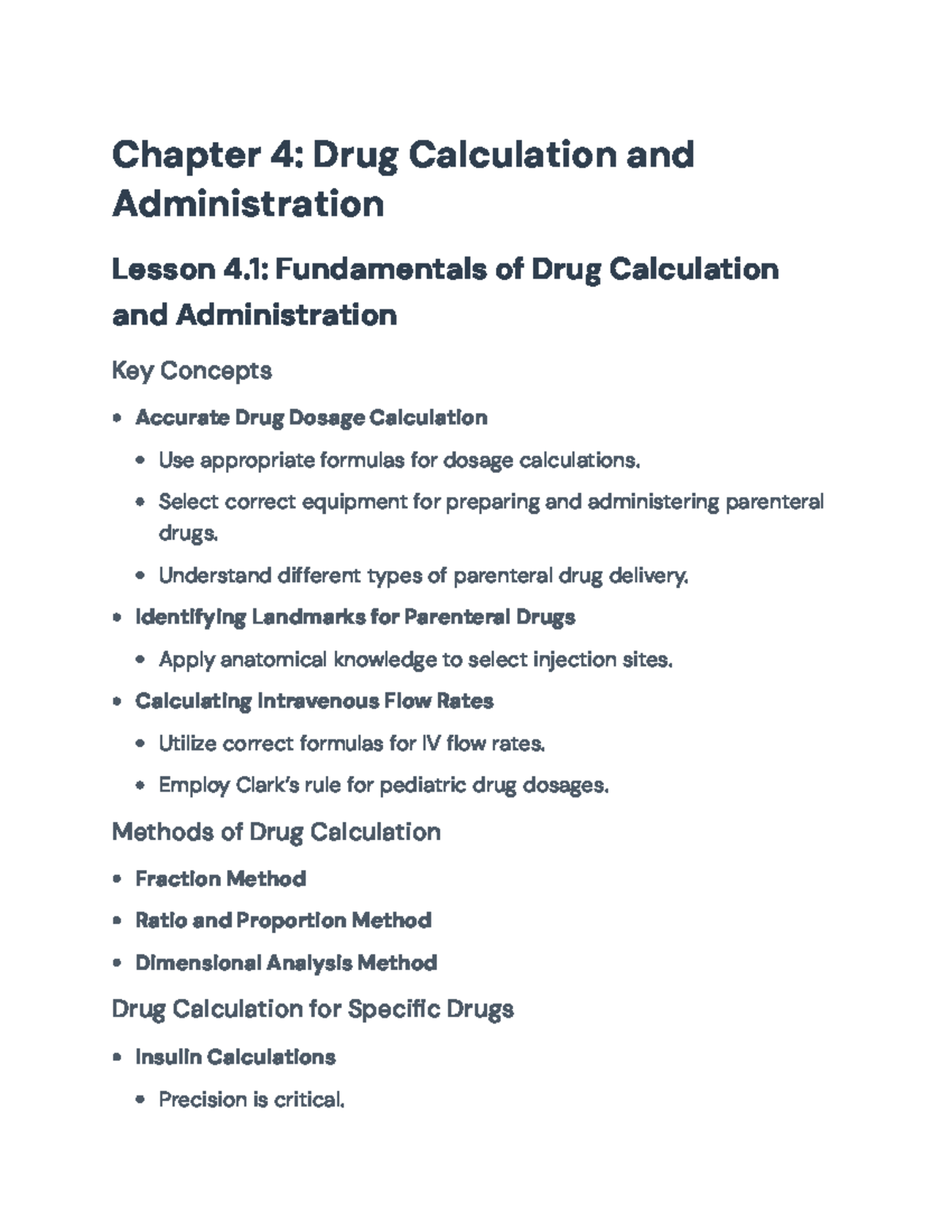Chapter 4: Drug Calculation & Administration Techniques for Safety ...