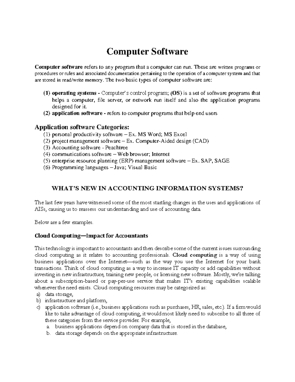 M03B AIS: Overview of Computer Software and Its Applications - Studocu