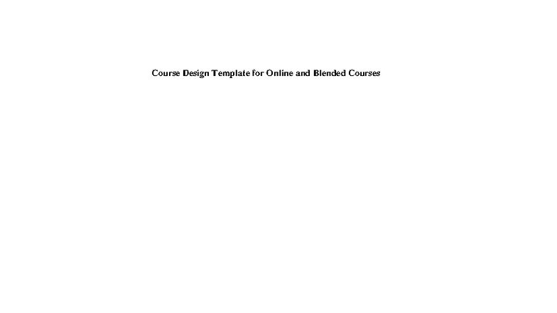 RIR 318 Course Outline For Blended Learning - Course Design Template ...