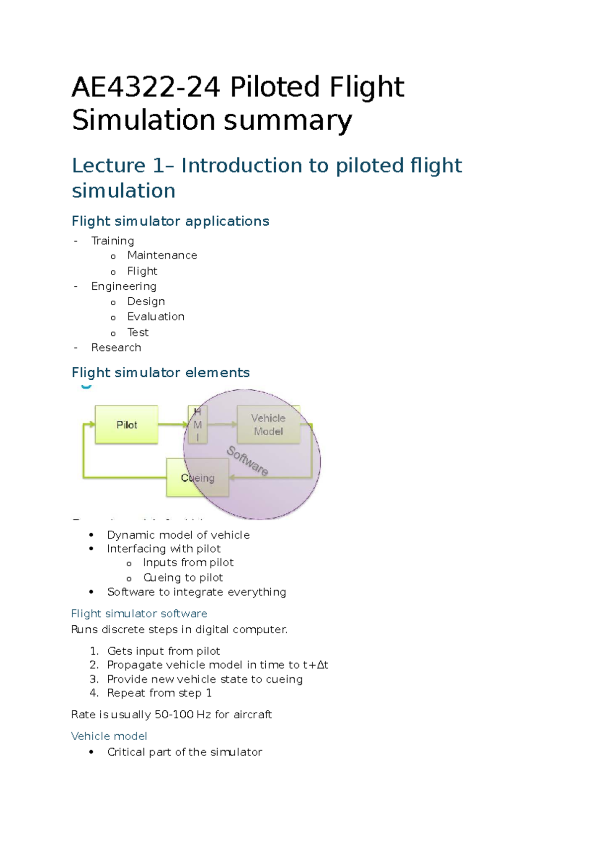 Piloted Flight Simulation Summary: Key Concepts and Applications ...