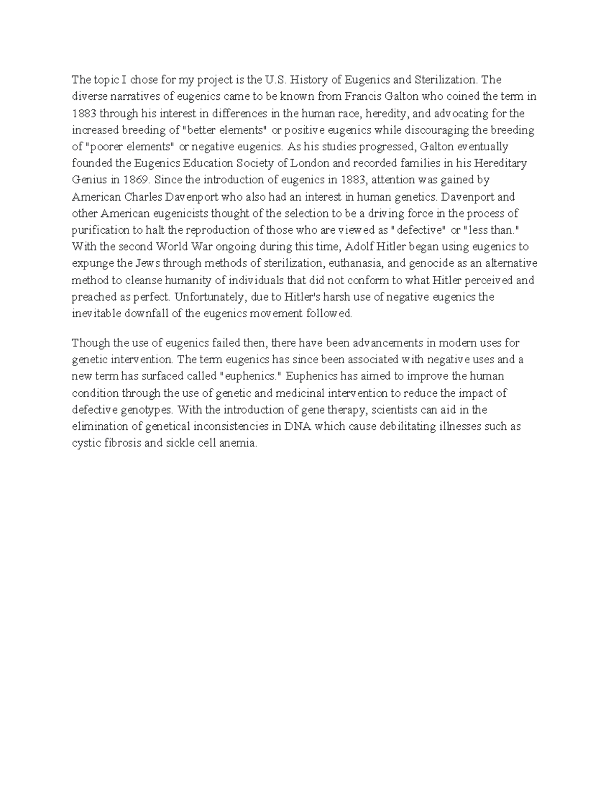 HIS 217 4-1 Discussion: U.S. History of Eugenics and Its Impact - Studocu