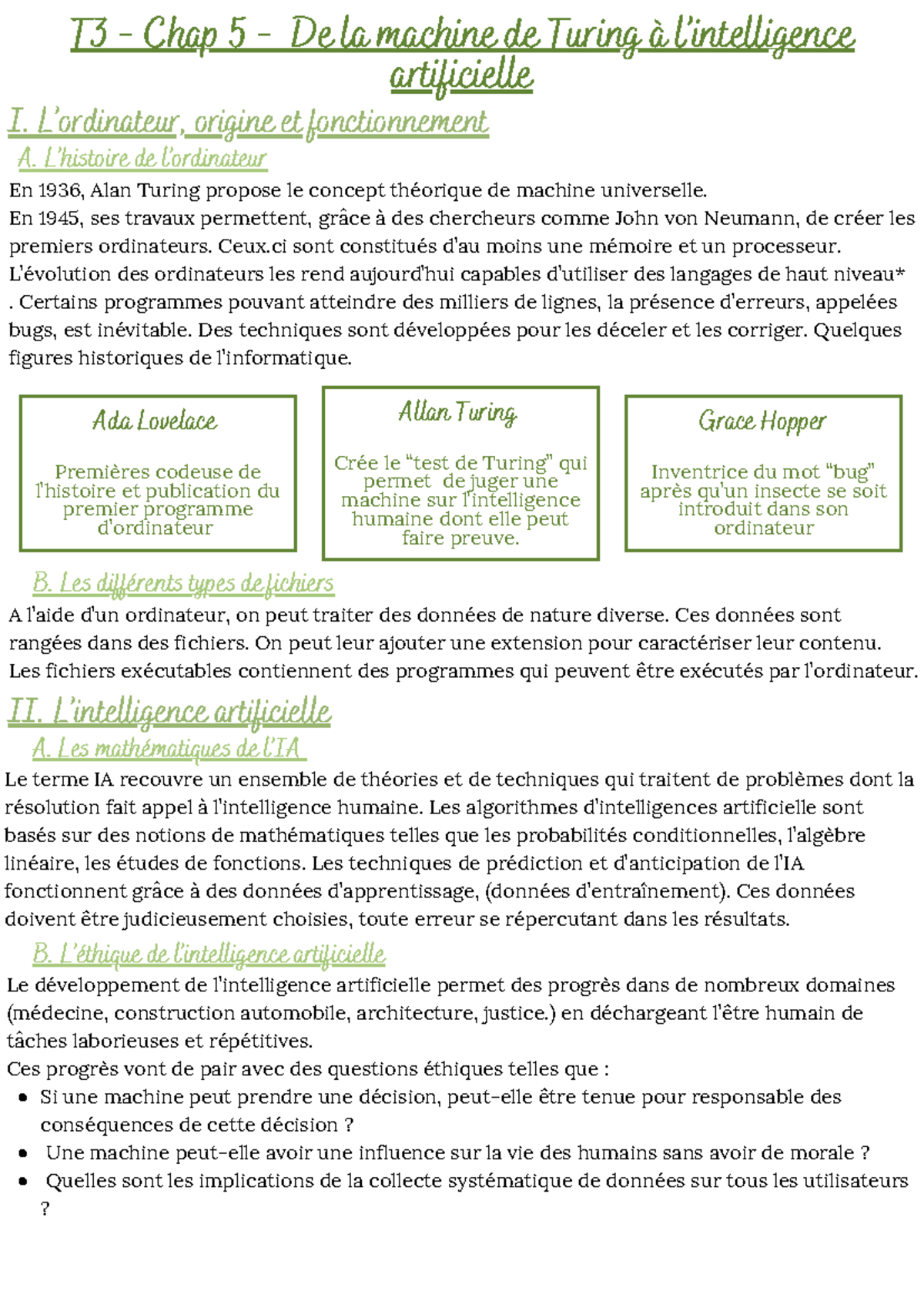 T3 - Chap 5 - De la machine de Turing à l'IA : Origine et ...