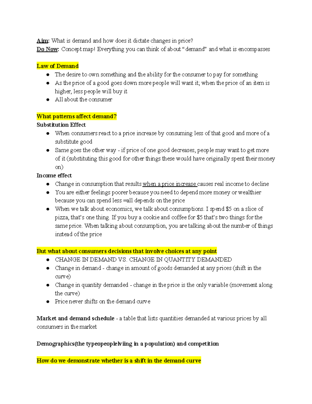 Chapter 4 - Lecture notes - Aim: What is demand and how does it dictate ...