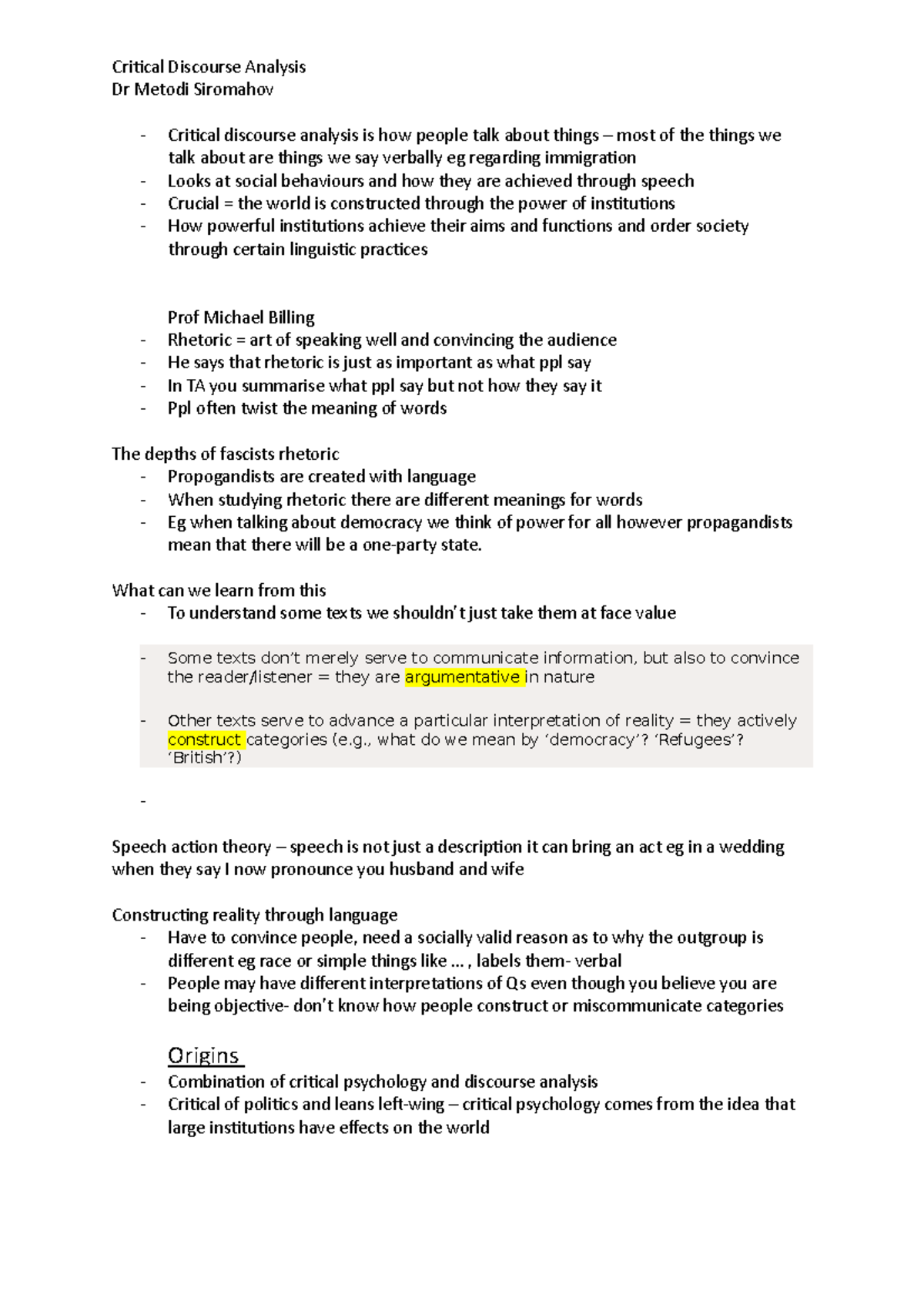 Critical Discourse Analysis - Studocu