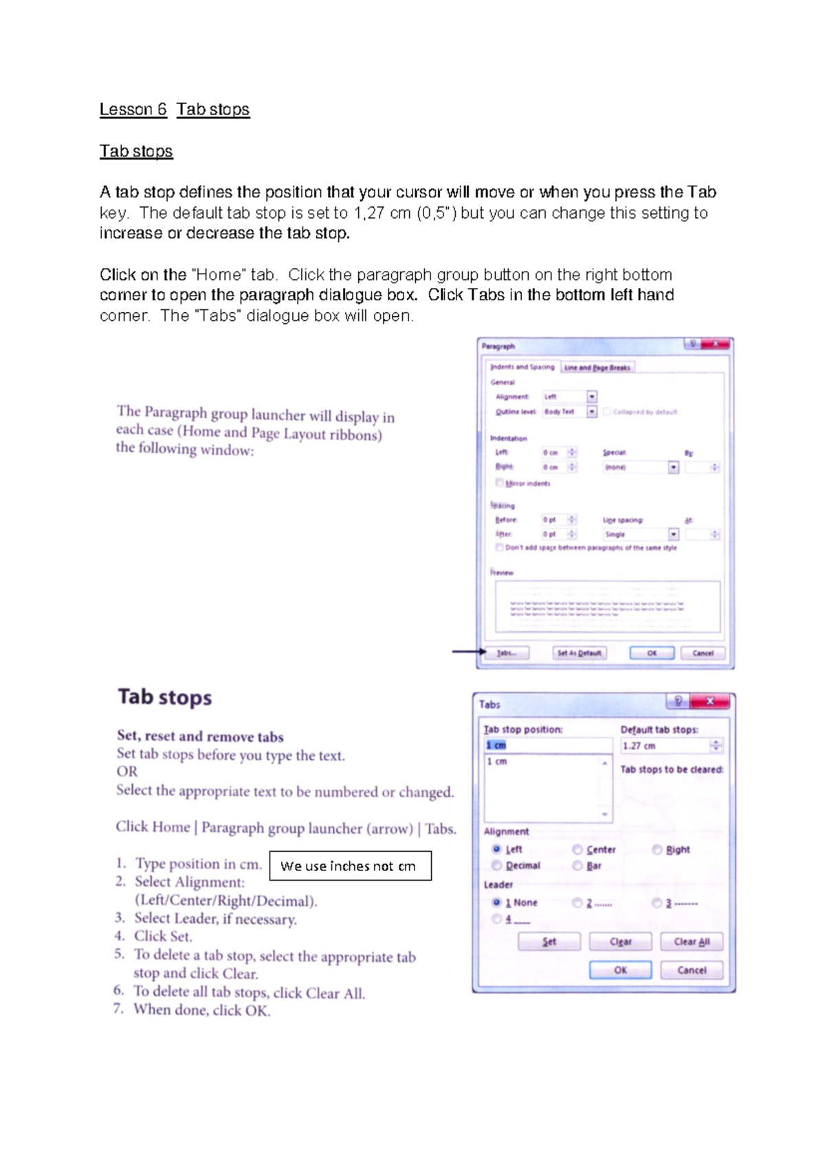 Computer Practice N4 MS Word Lesson 6: Understanding Tab Stops - Studocu