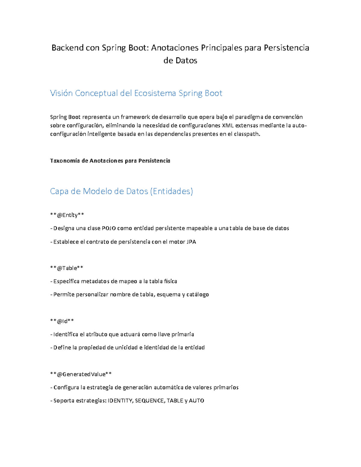 Backend con Spring Boot: Anotaciones Clave para Persistencia de Datos ...