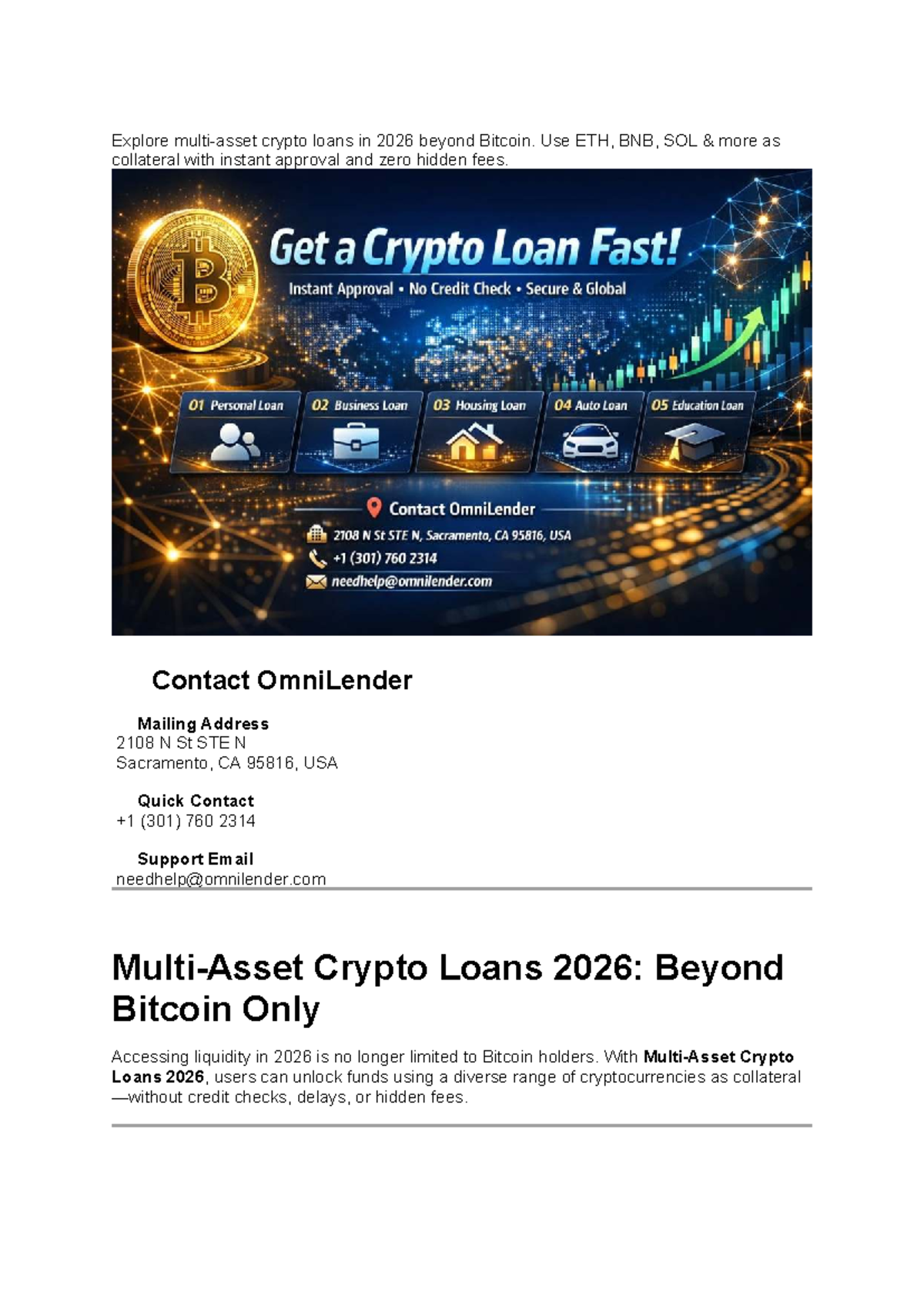 Multi-Asset Crypto Loans 2026: Unlocking Liquidity Beyond Bitcoin - Studocu