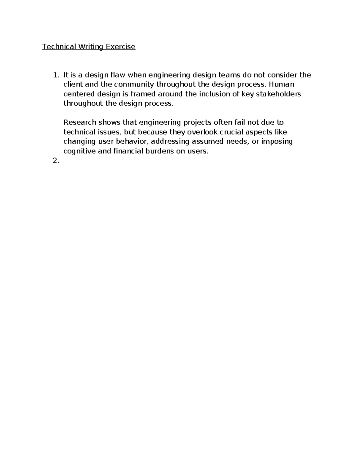 Technical Writing Exercise - It is a design flaw when engineering ...