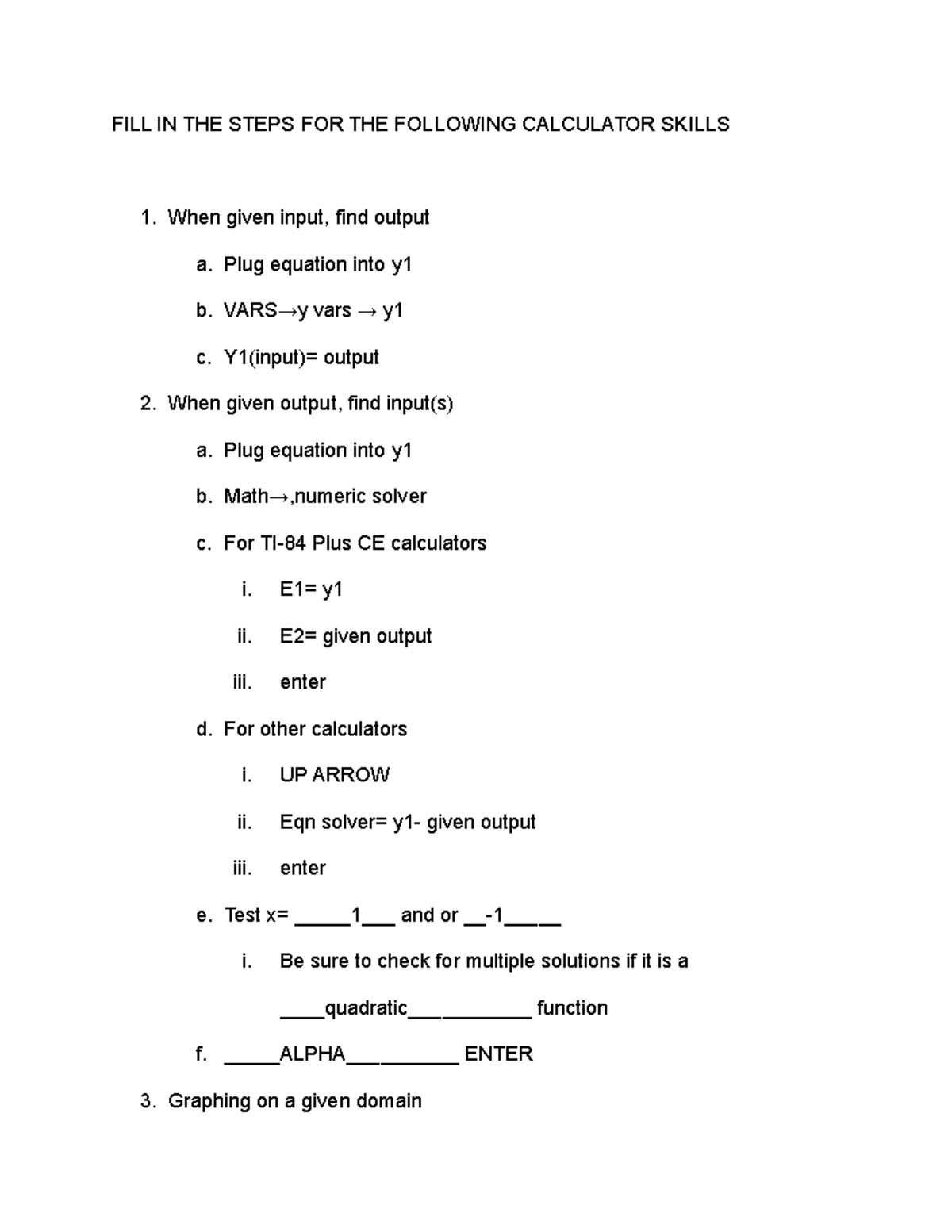MATH101 Unit 1 Test Review: Calculator Skills and Functions Guide - Studocu