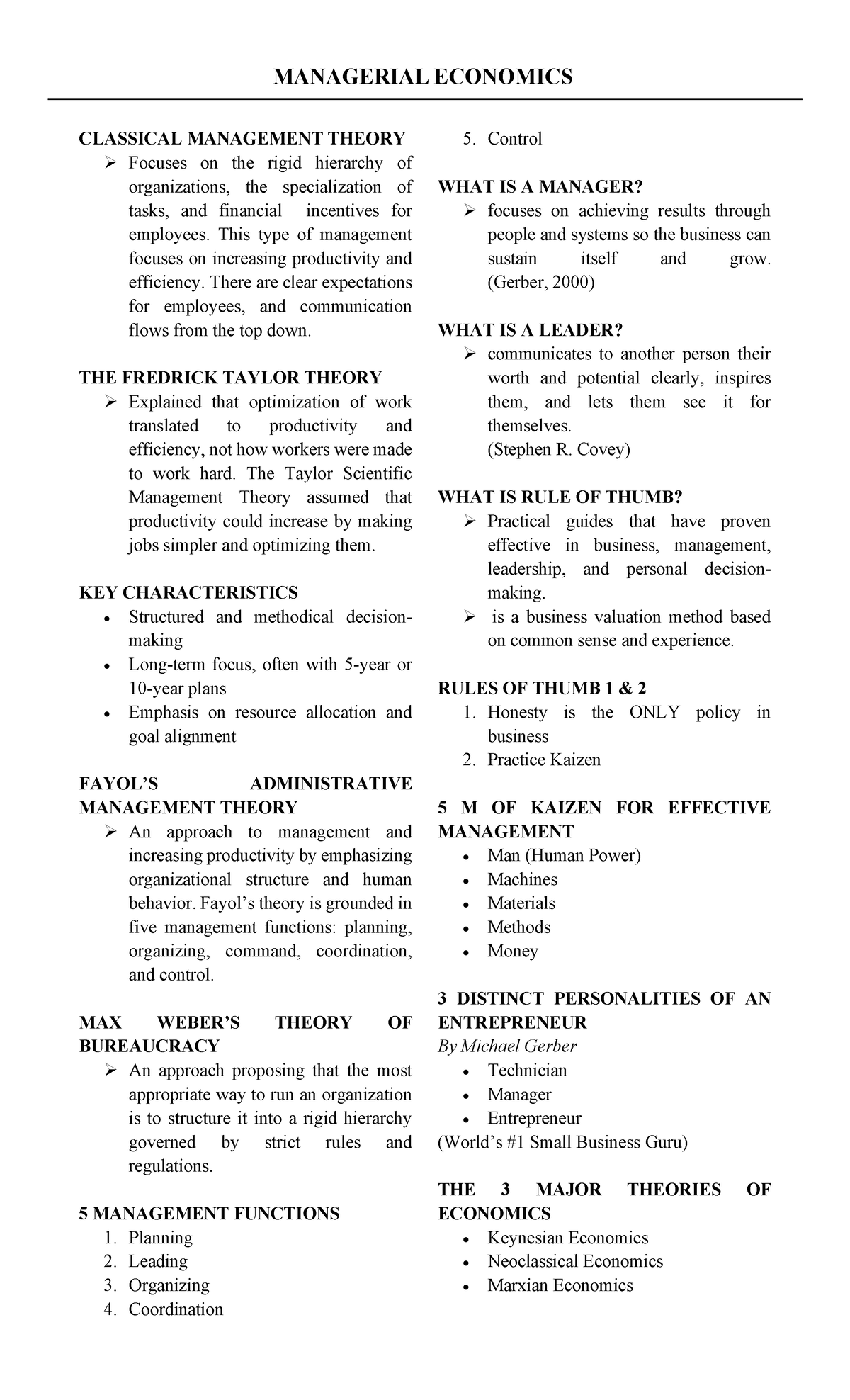 MAN-ECON-Prelims: Managerial Economics Theories & Concepts Notes - Studocu