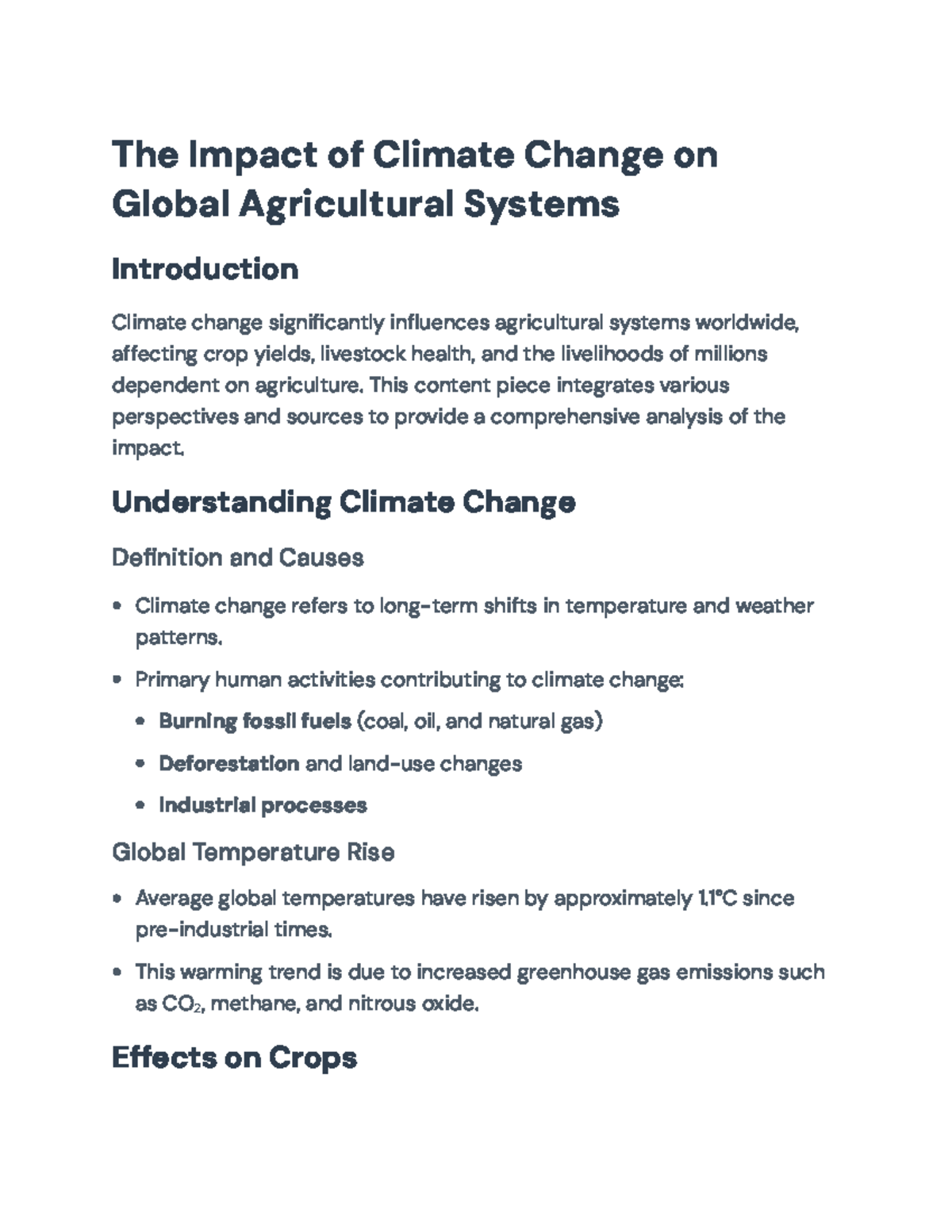 The Influence of Climate Change on Global Agricultural Systems: A Study ...