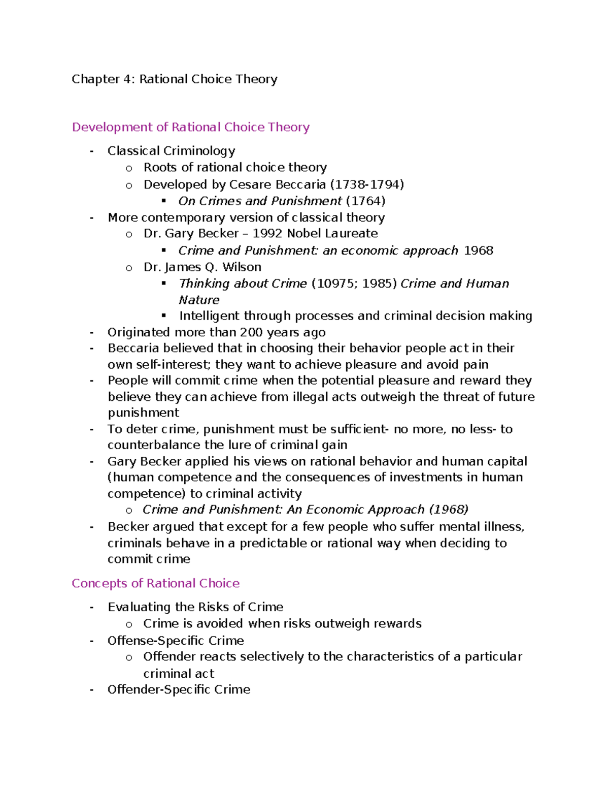 Rational Choice Theory & Deterrence in Criminal Behavior Analysis - Studocu