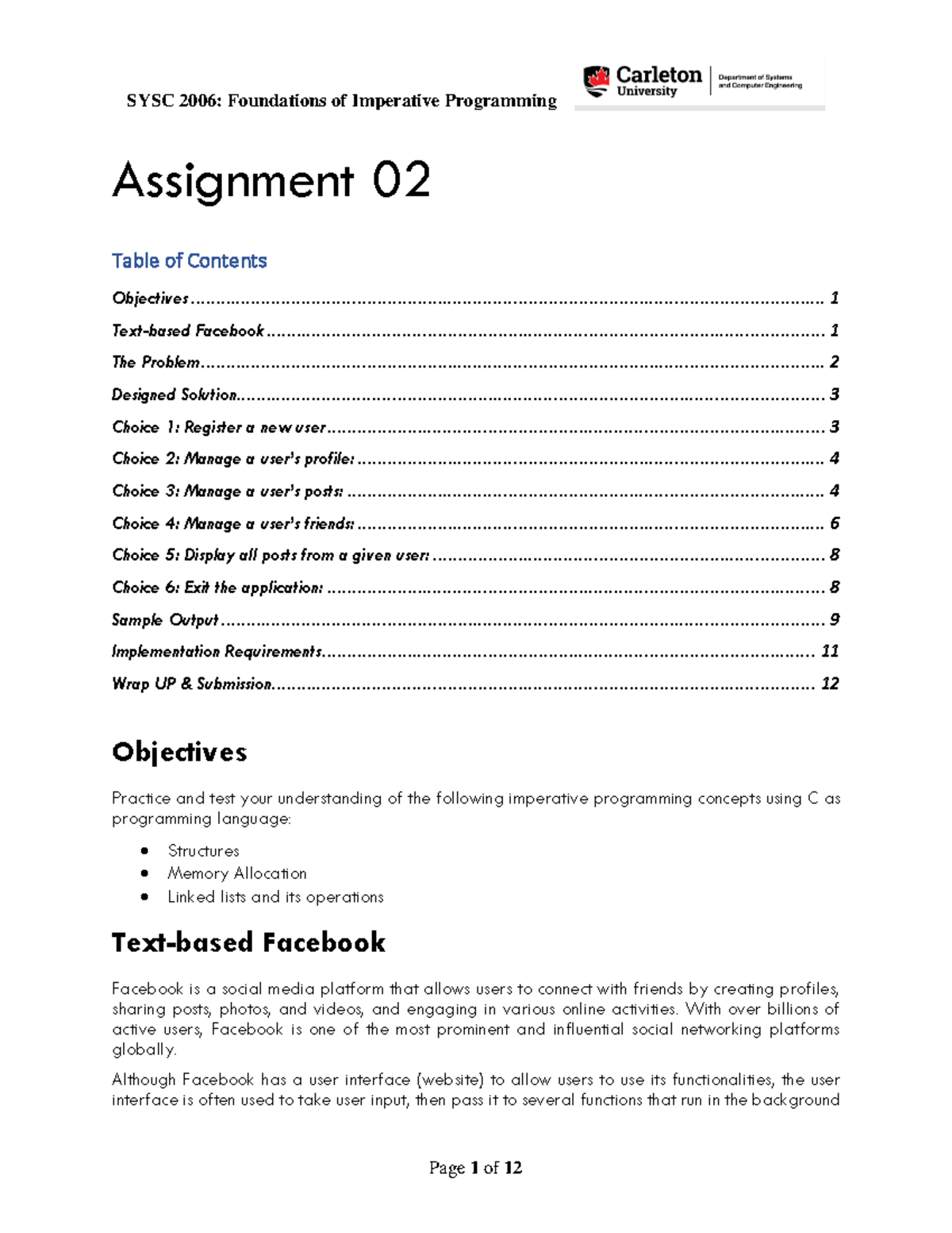 Assignment 2 - Text-Based Facebook App Implementation (2023/2024) - Studocu