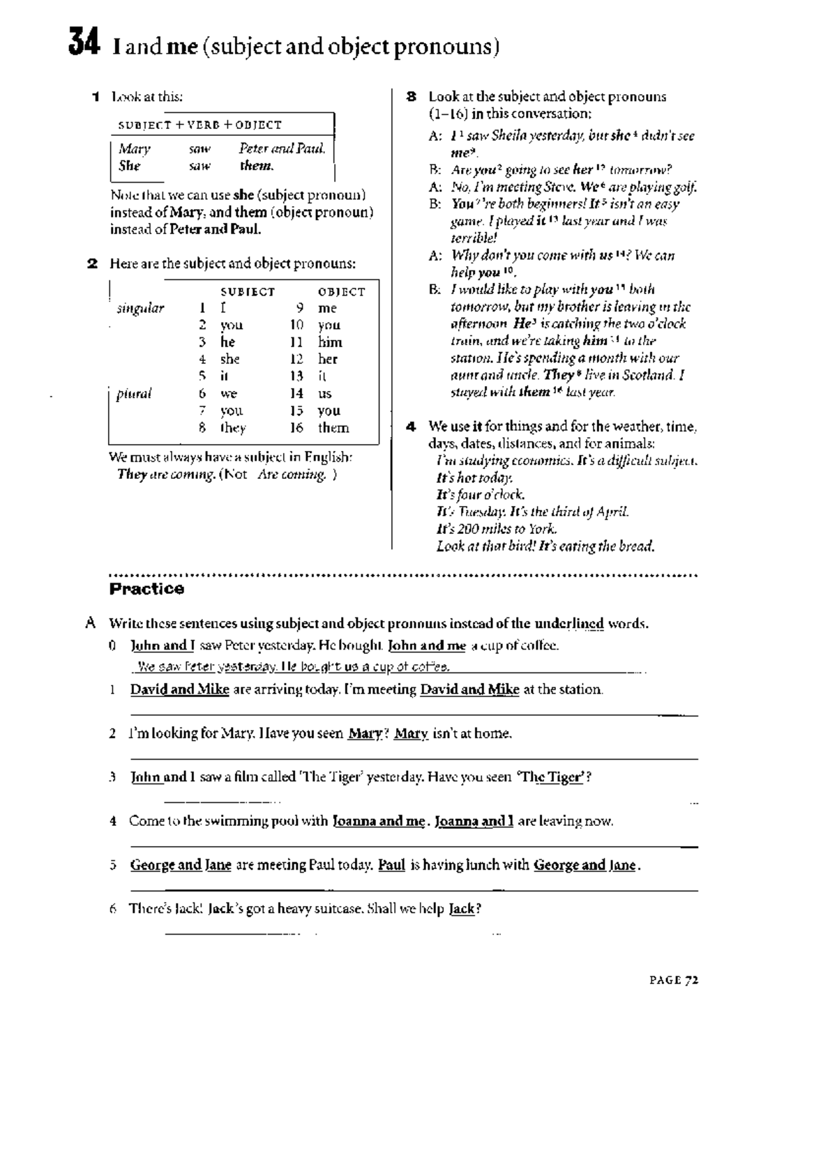 34 I and Me: Subject, Object, and Possessive Pronouns Grammar Notes ...