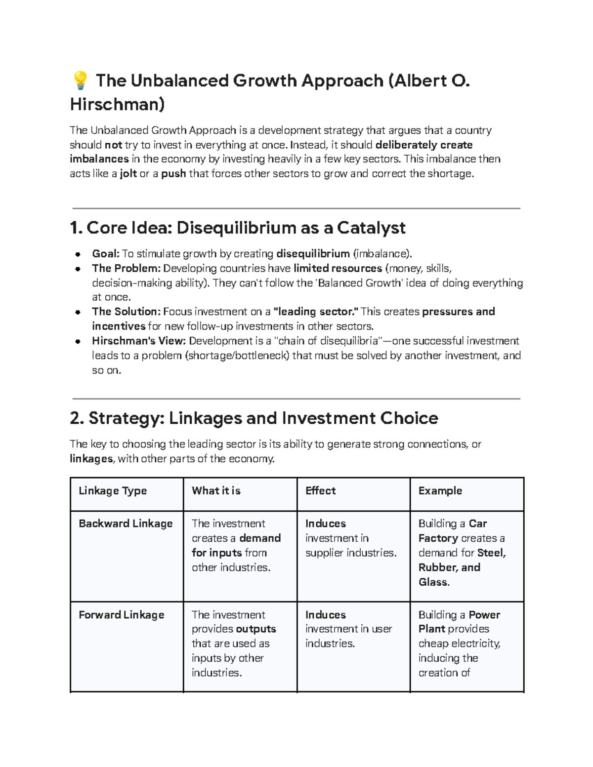 The Unbalanced Growth Approach: Key Strategies and Insights - Studocu