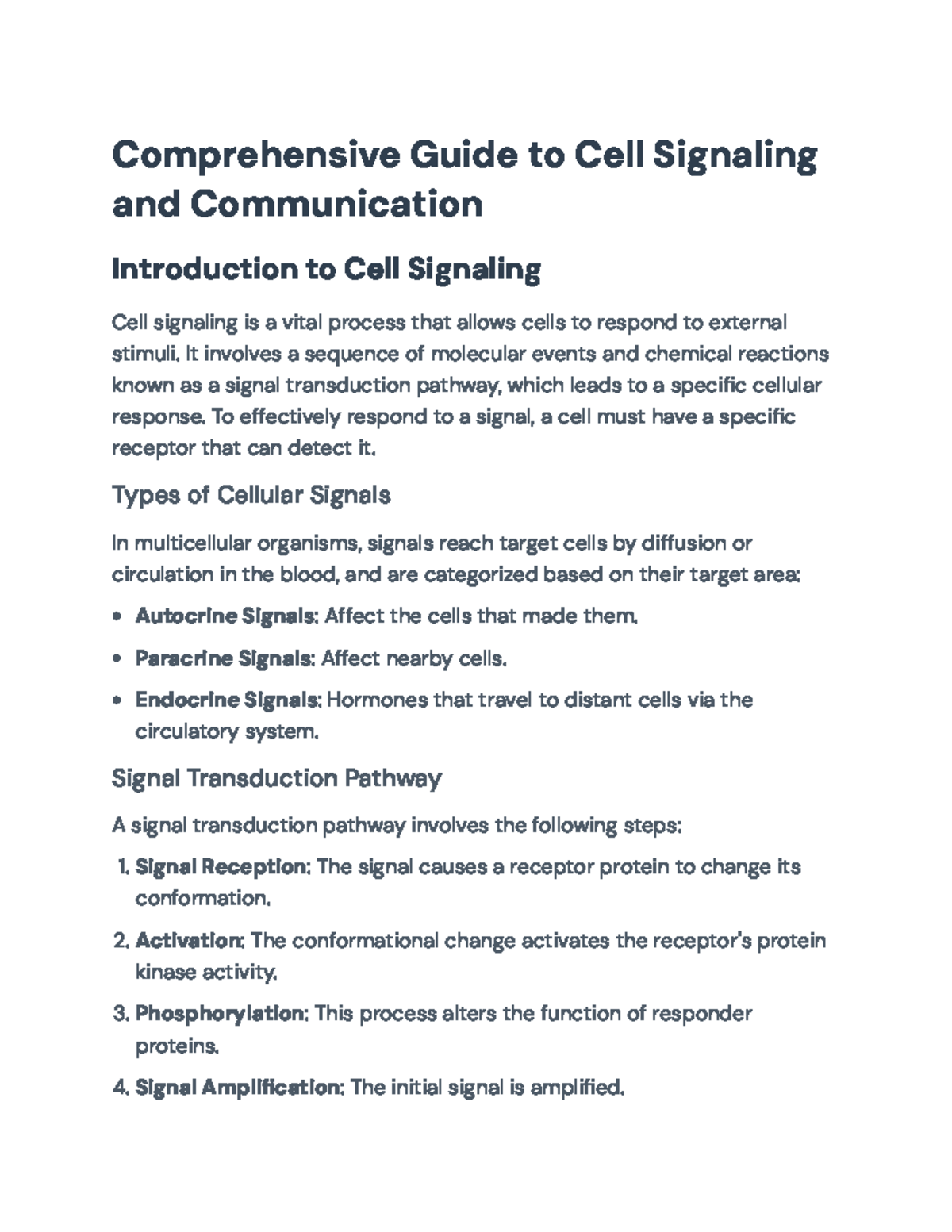 Cell Signaling Mechanisms: A Comprehensive Overview (BIO101 ...