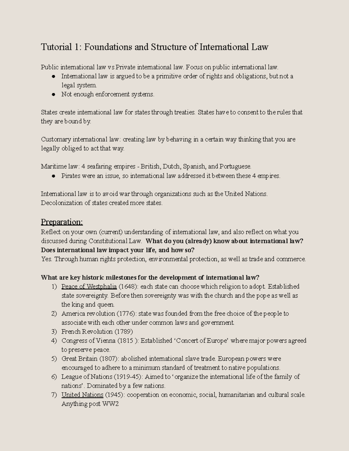 Tutorial 1: Foundations of International Law - Public vs Private Law ...