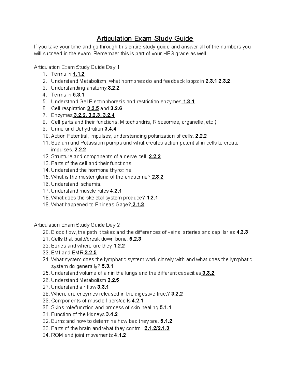 HBS 101 Articulation Exam Study Guide: Key Concepts & Terms - Studocu
