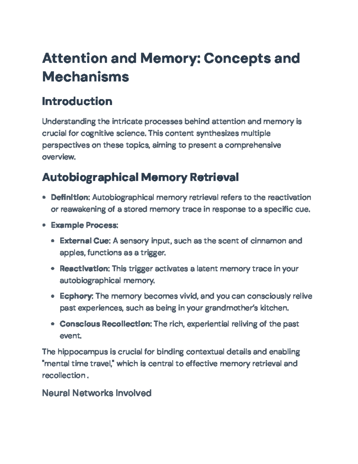 Attention and Memory: Mechanisms and Influencing Factors (PSY 101 ...