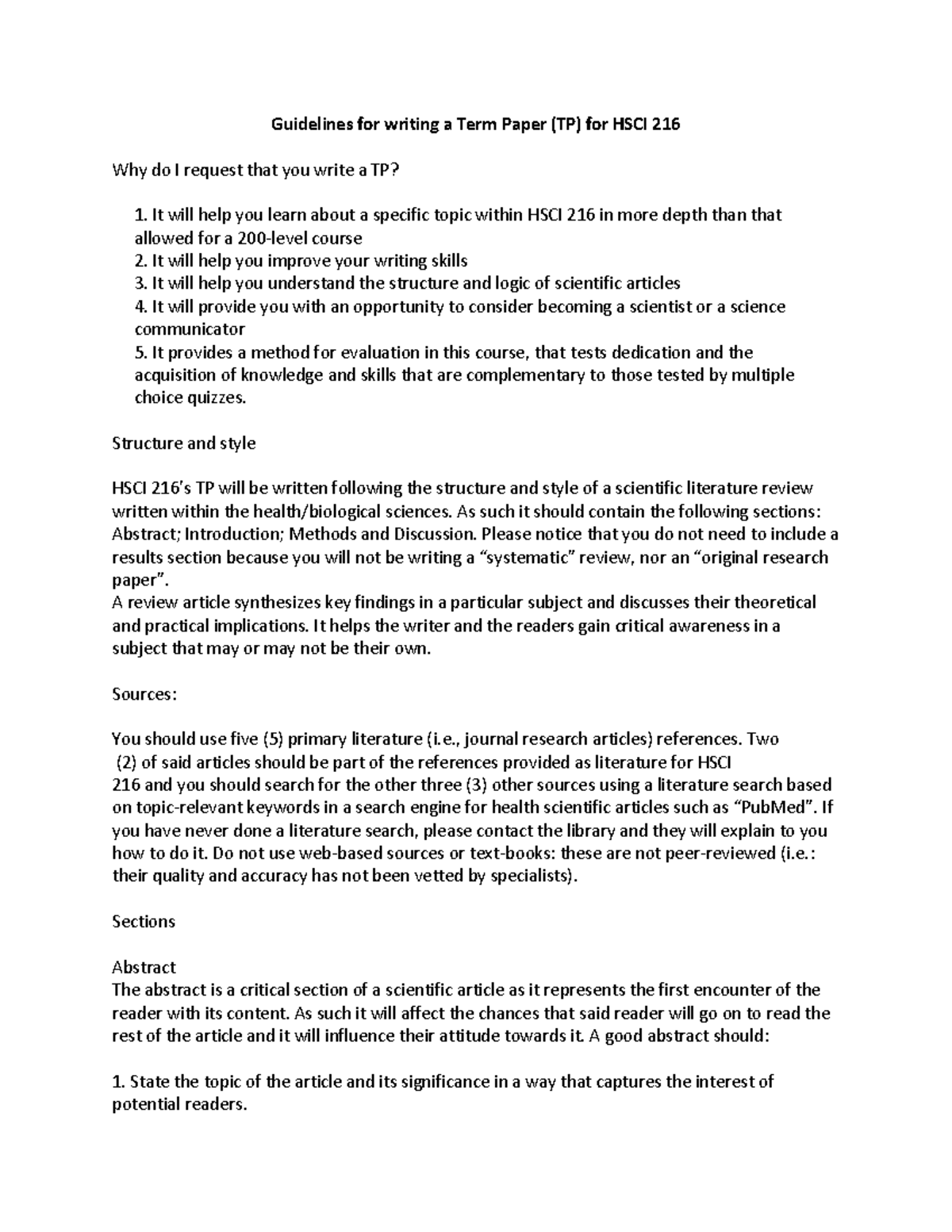 Guidelines for writing a Term Paper S2021 - Guidelines for writing a ...