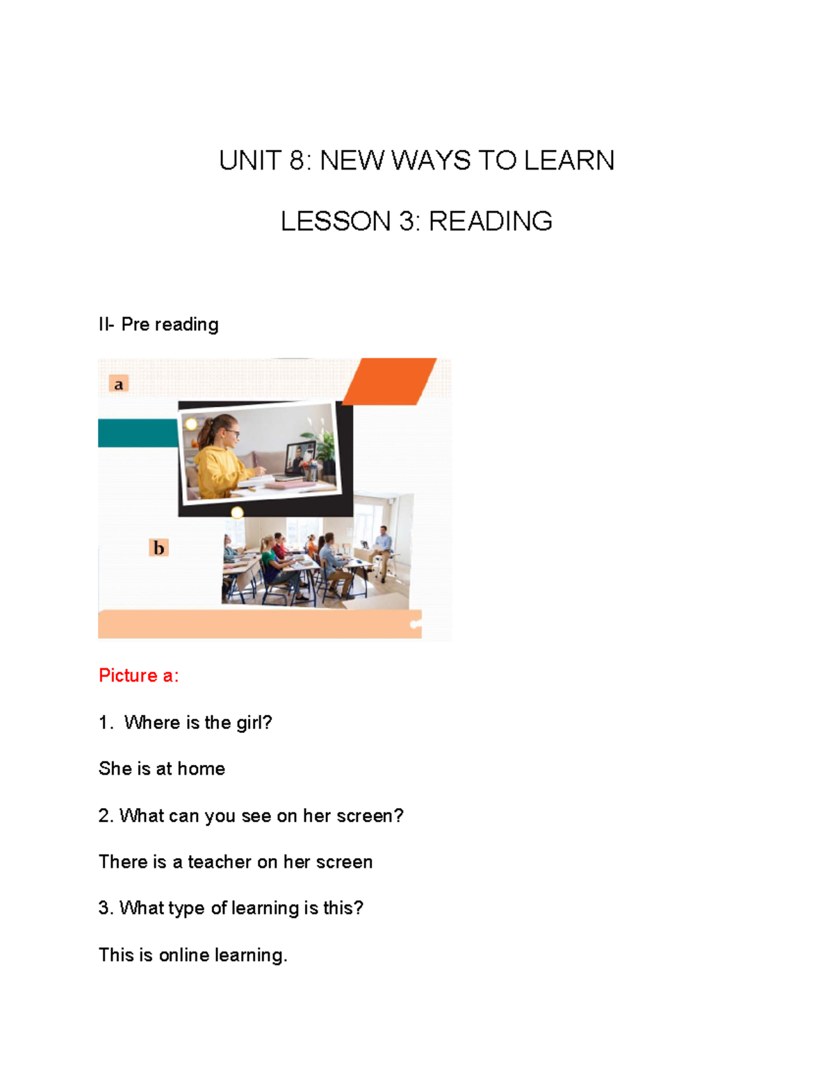 UNIT 8: NEW WAYS TO LEARN - LESSON 3 READING NOTES - Studocu