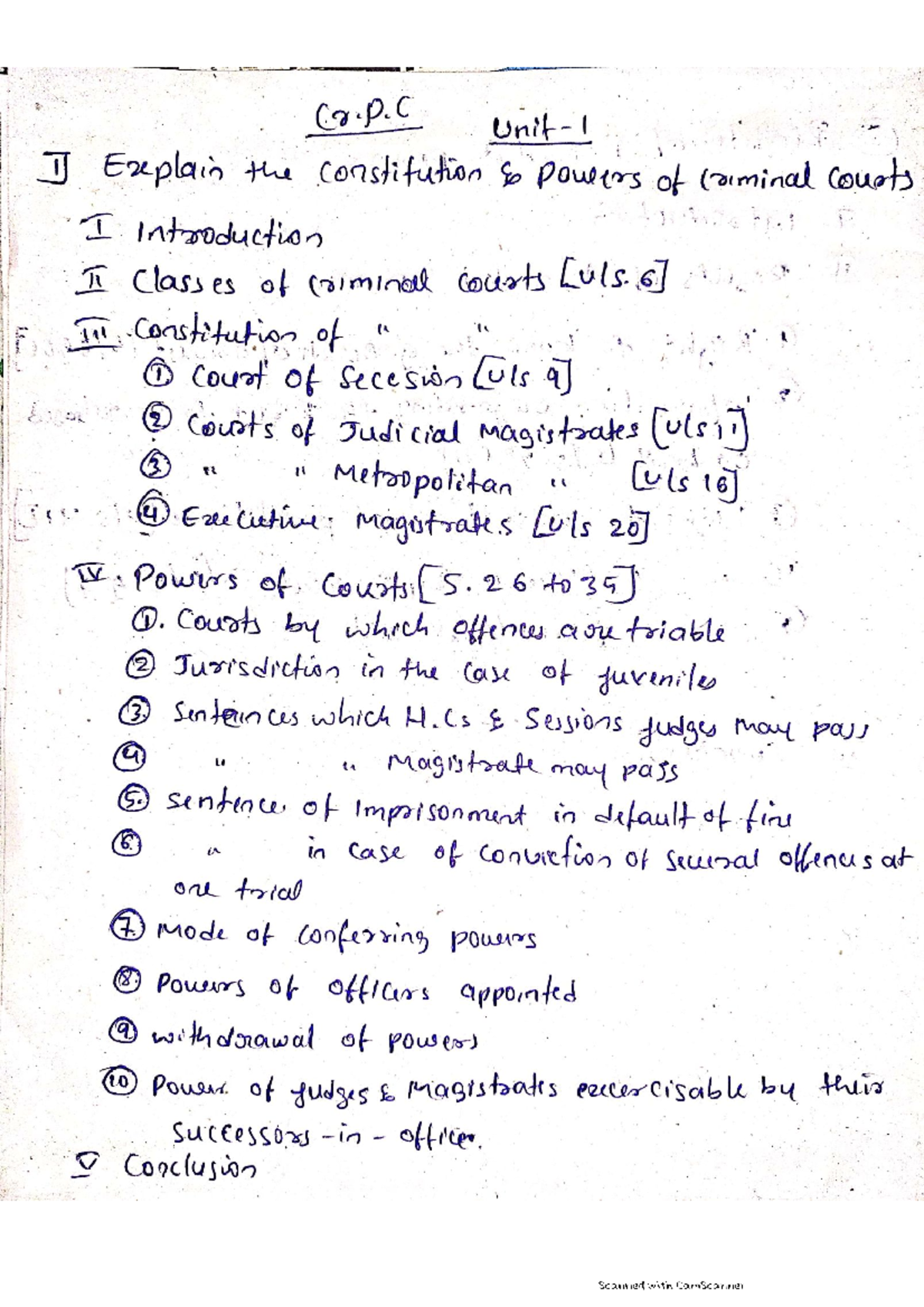 Cr.P.C (Synopsis) - Comprehensive Notes on Criminal Court Powers and ...