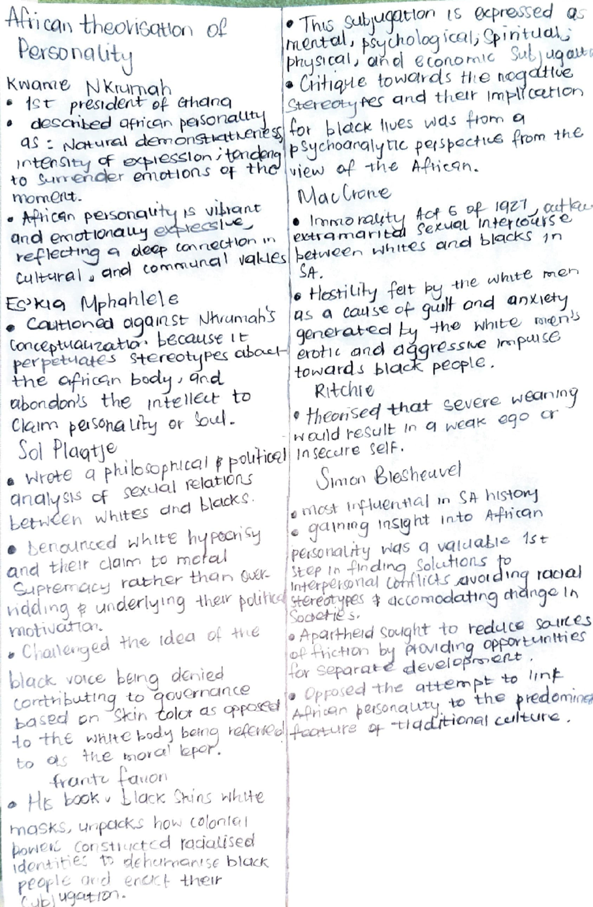 African Theorisation of Personality: Key Perspectives - Studocu