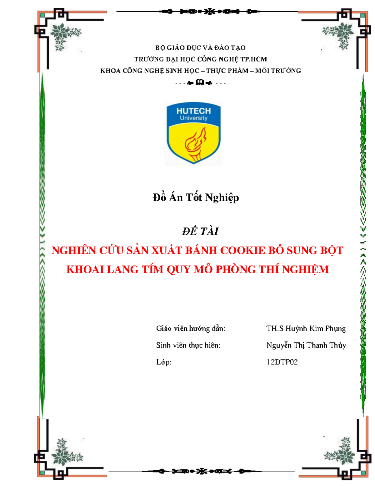[123doc] - Đồ Án Tốt Nghiệp: Nghiên Cứu Sản Xuất Bánh Cookie Bổ Sung Bột Khoai Lang Tím - Document Preview