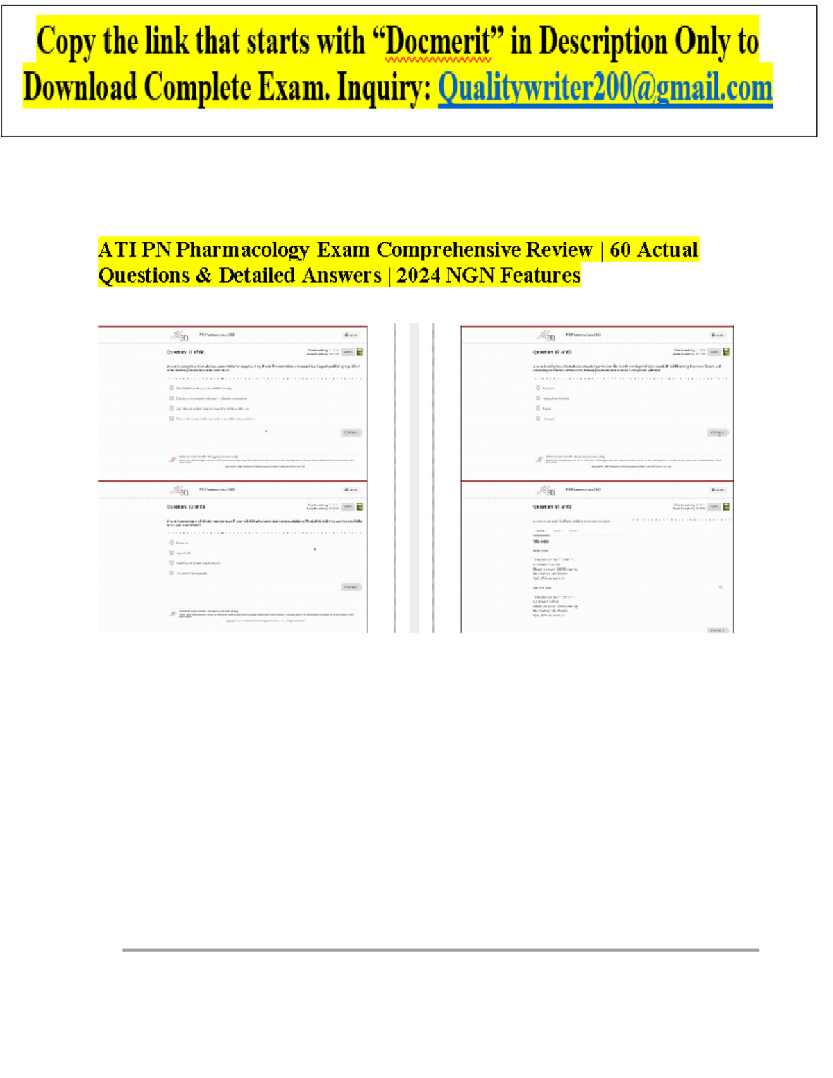 2024 all PN ATI Pharmacology Proctored Exam With NGN All 60 Screenshot ...