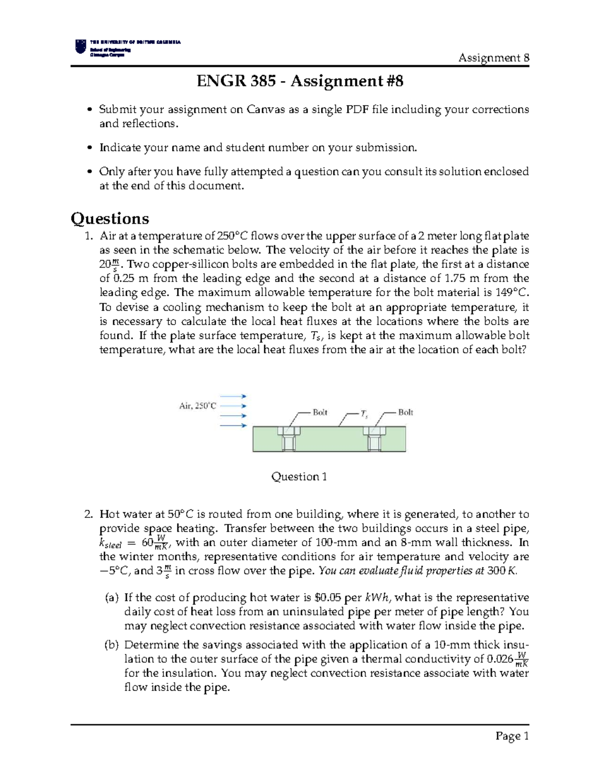 ENGR 385 Assignment 8: Heat Transfer and Cooling Analysis - Studocu