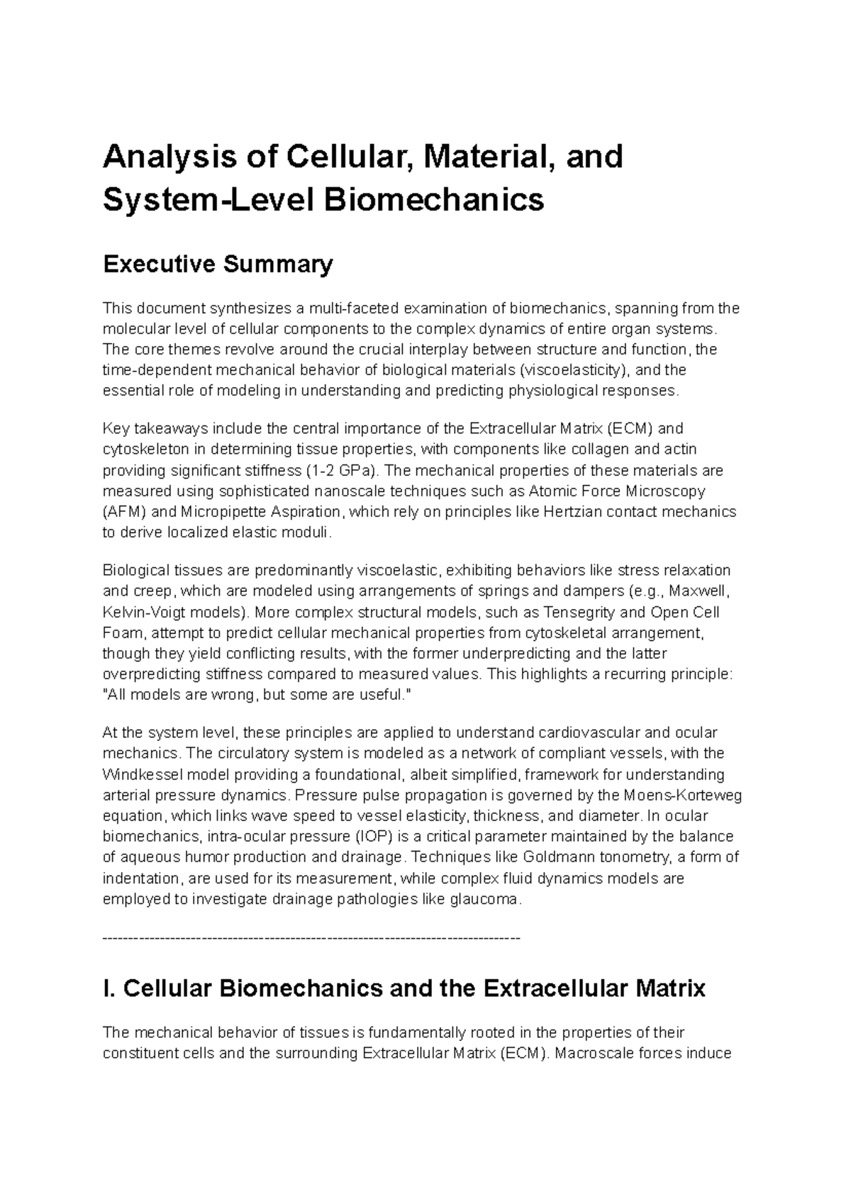 Biomechanics (BIOM 101): Comprehensive Study Notes on Cellular and ...