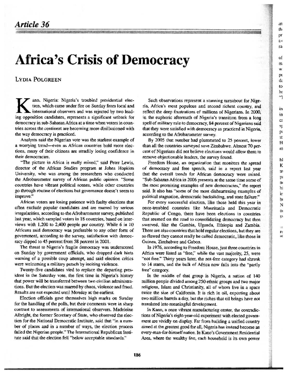 Crisis of Democracy in Nigeria: Analyzing the 2007 Election Setback ...