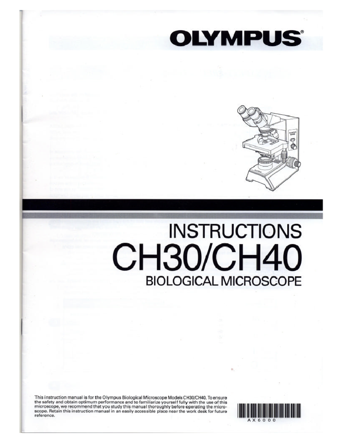 Manual for Olympus CH30 Biological Microscope - Safety & Operation ...