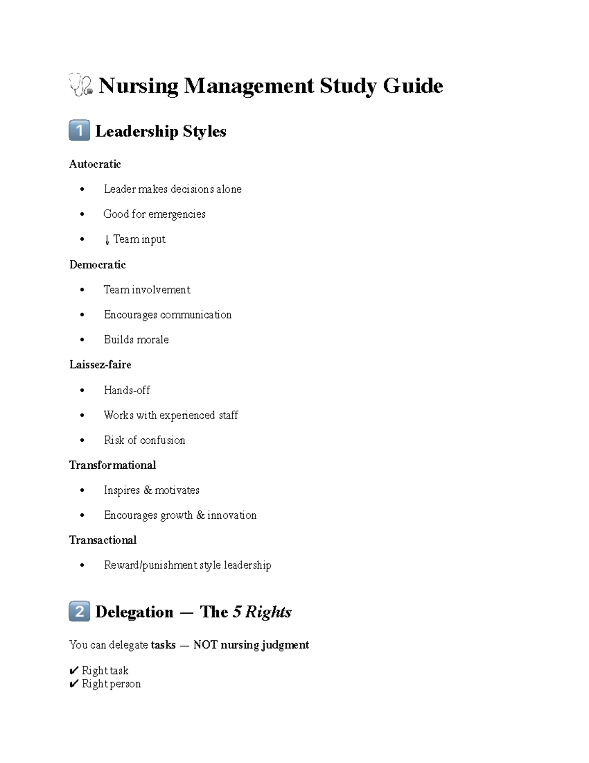MOC Study Guide - Leadership Management in Nursing - Studocu