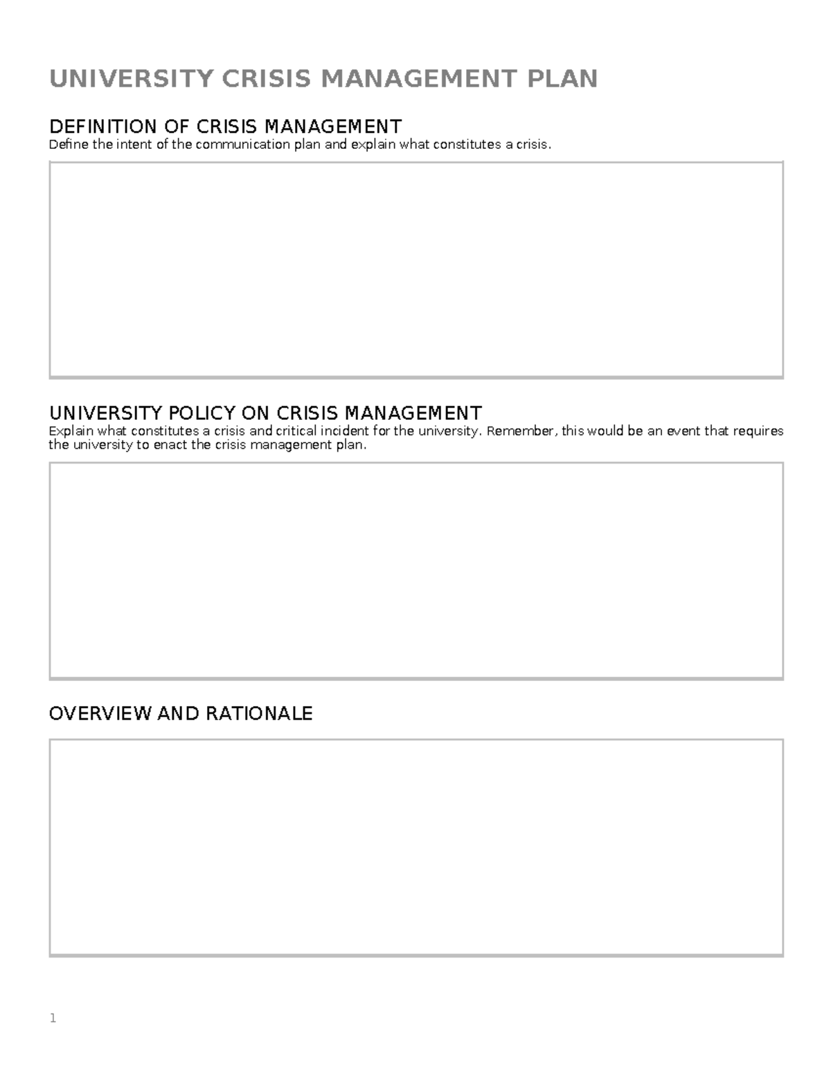 CCP-template - description - UNIVERSITY CRISIS MANAGEMENT PLAN ...