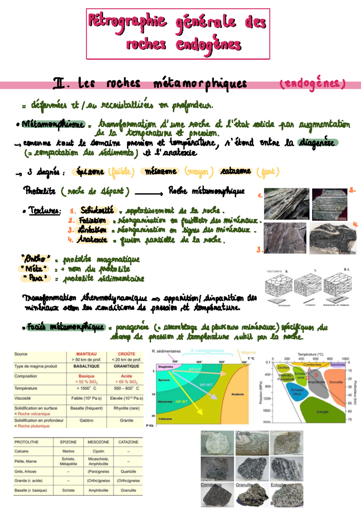 Roches Métamorphiques II - Pétrographie et Transformations (Géologie ...