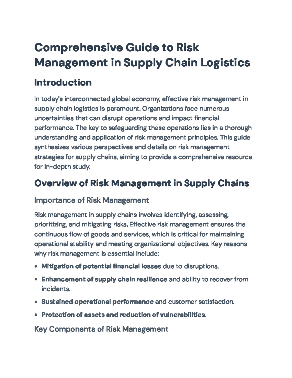 Comprehensive Guide to Risk Management in Supply Chains - Comprehensive ...