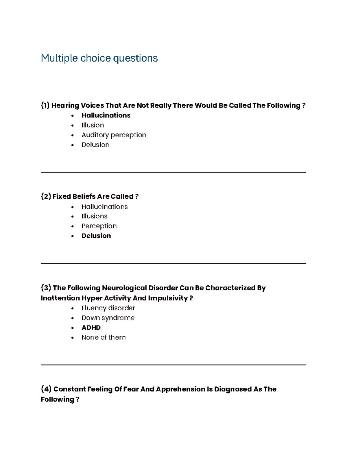 Psych 311 - Final Exam Questions on Psychological Disorders and Models ...
