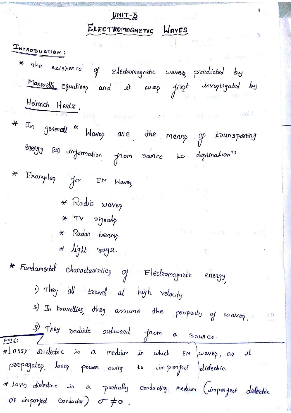 Emt unit 3 - Comprehensive notes on electromagnetism concepts - Studocu