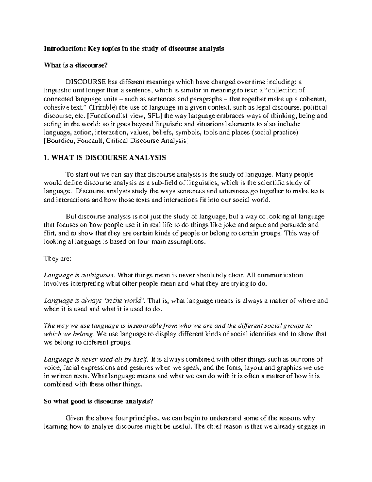 Discourse Analysis #01: Key Concepts and Social Functions - Studocu