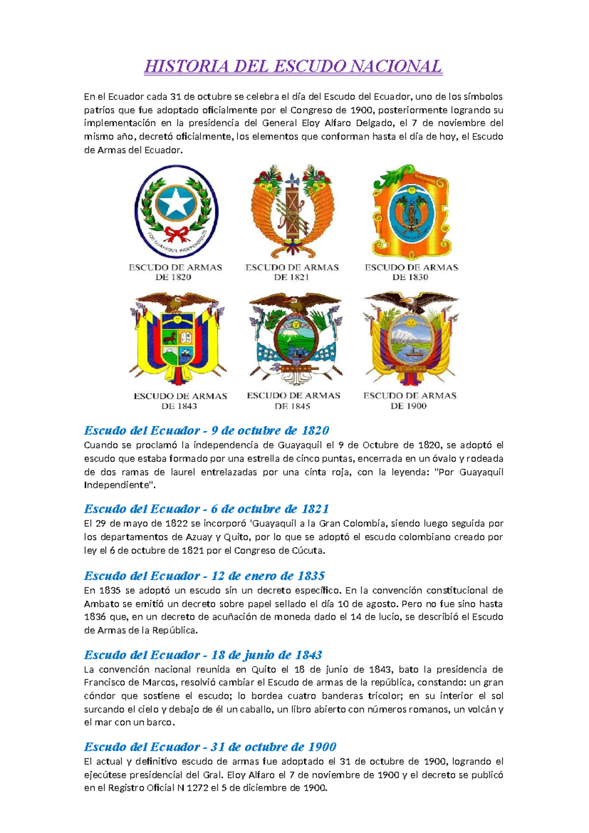 Historia Del Escudo Nacional Del Ecuador Evolución Y Simbolismo Studocu