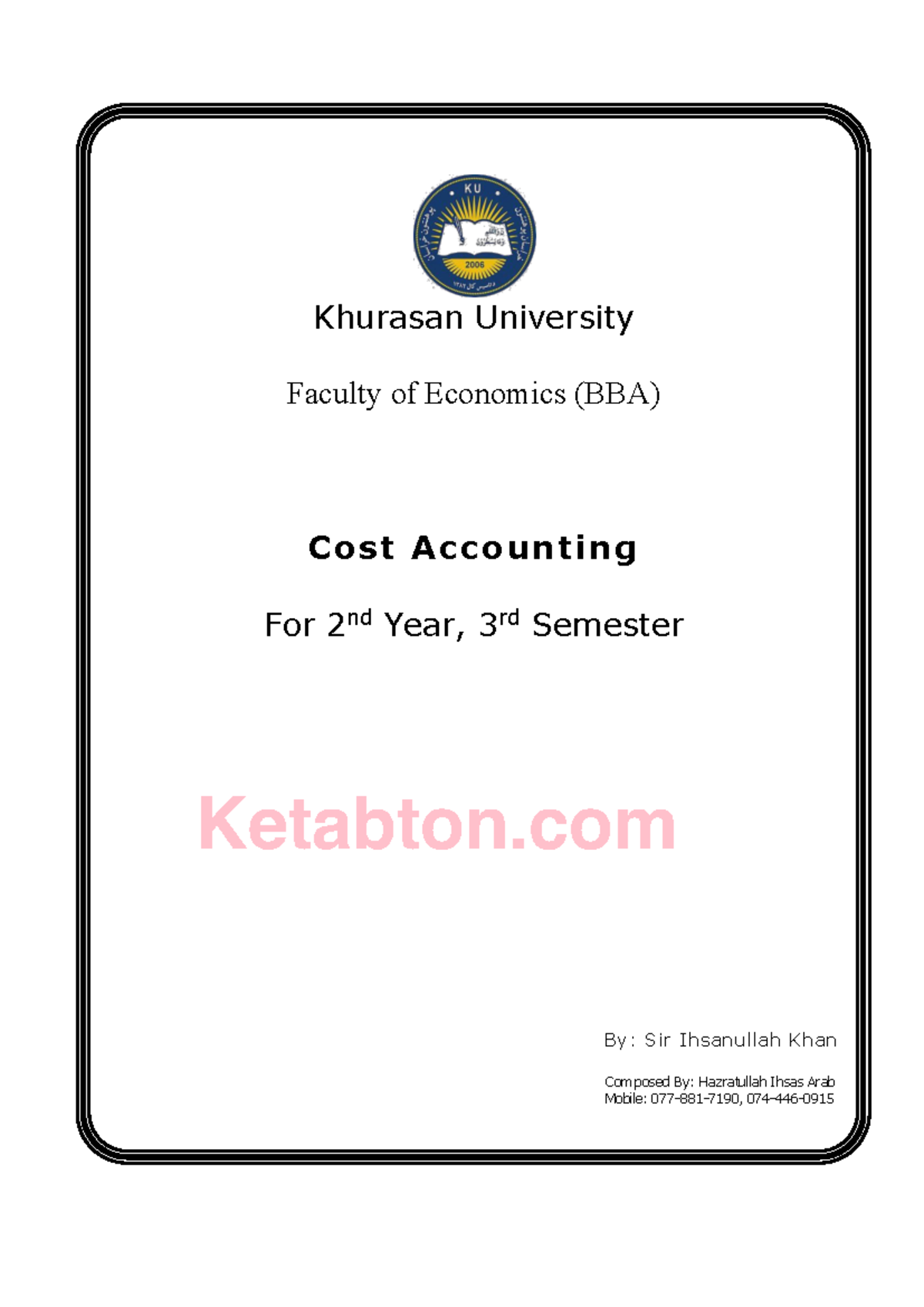 Cost Accounting Overview (BBA 2nd Year, 3rd Semester) - Studocu