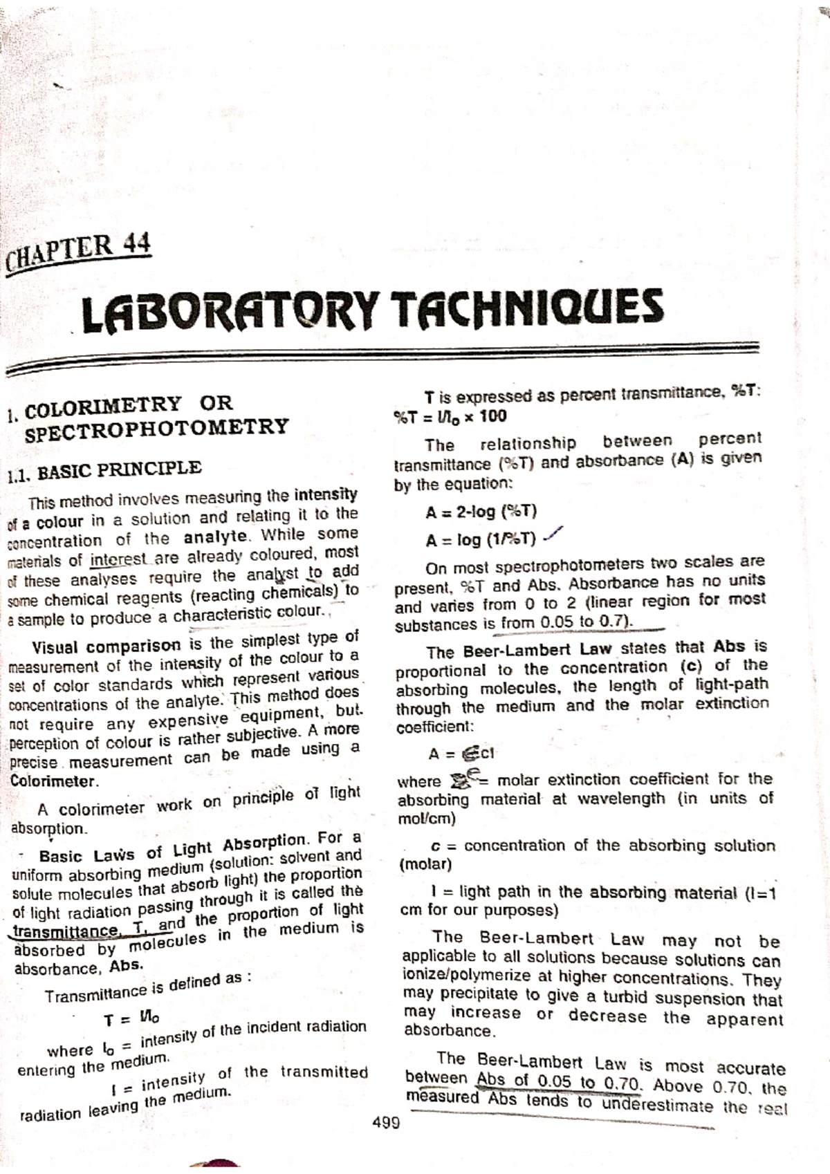 Colorimetry, Spectrophotometry & Microscopy Techniques (LAB 101) - Studocu