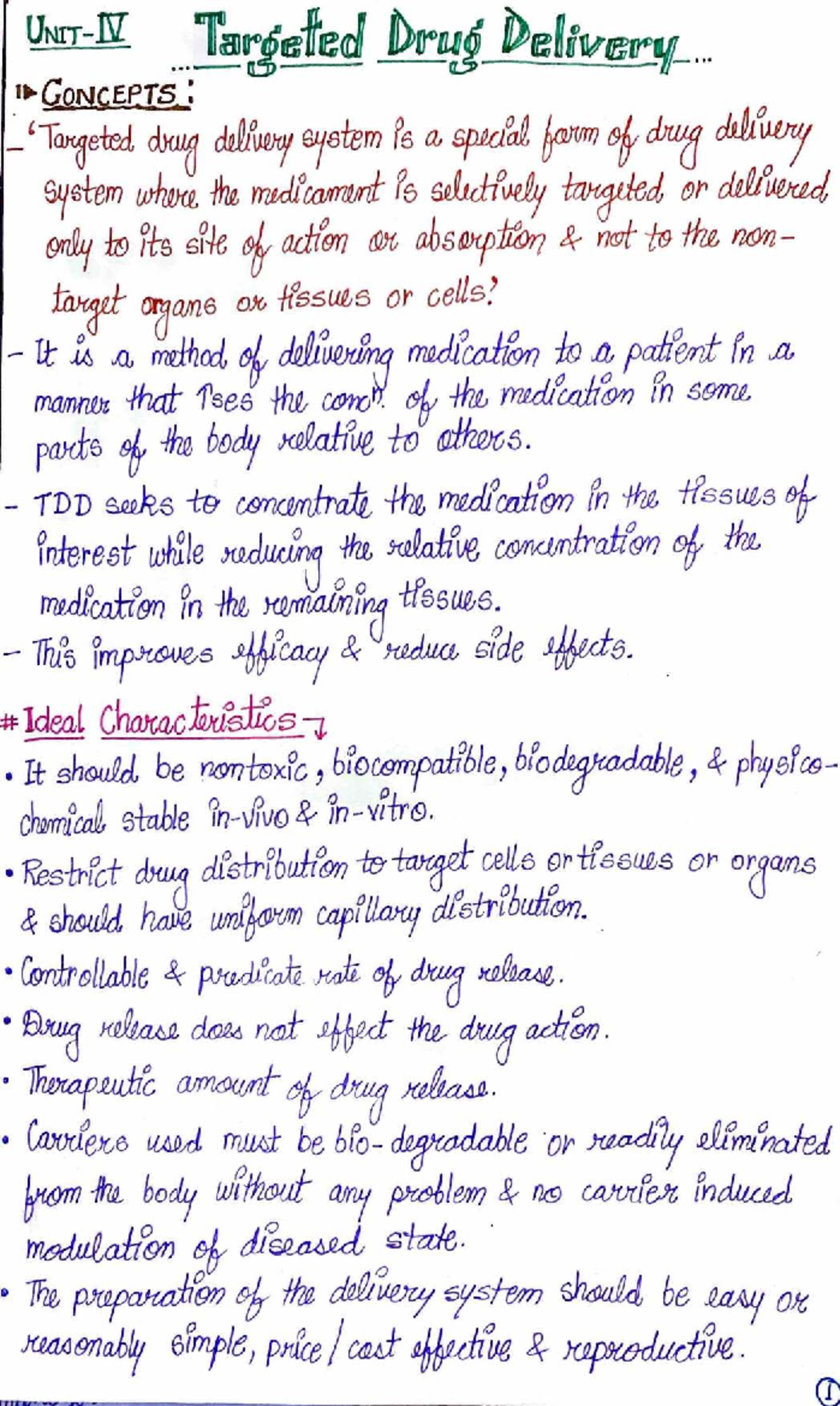 Targeted Drug Delivery Concepts: NDDS Unit 4 Overview - Studocu