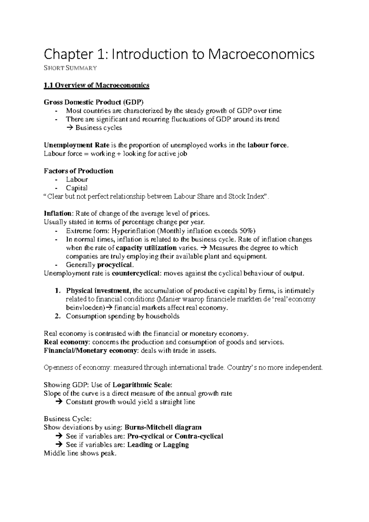 Macro Economics, Chapter 1 Summary: Intro to Macroeconomics Concepts ...